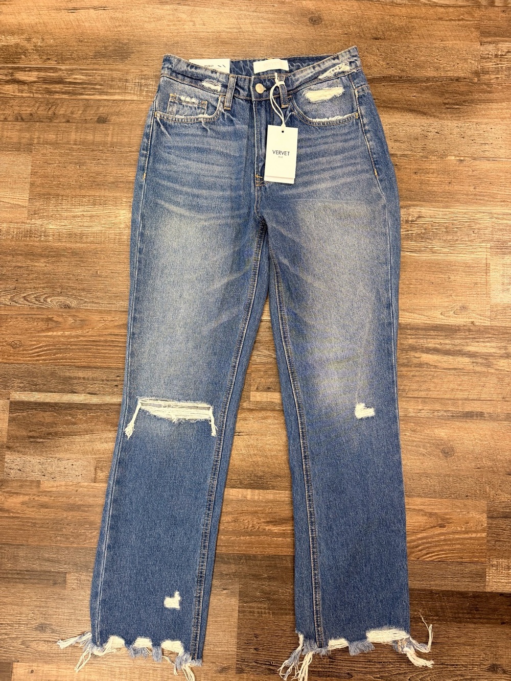 *NEW* VERVET BEVERLEY Super High Rise Straight Denim Blue Jeans Size 26